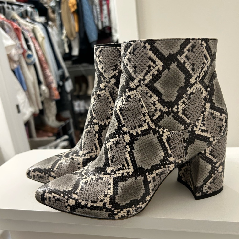 Snakeskin Booties - size 7